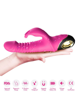 Vibromasseur rose Rabbit Va et Vient avec rotation - USK-V09PNK